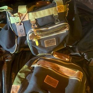 Vintage Frye Scottsdale Weekender Luggage Duffel Bag W Matching Backpack